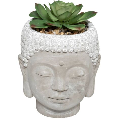 Kunstpflanze Buddha Zementtopf H13,5cm - Model 3