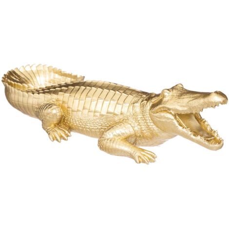 Krokodilstatuette - vergoldet - Kunstharz H11 cm