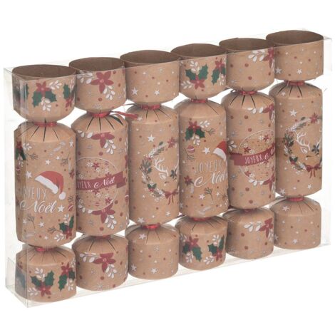 Crackers kraft bedruckt farbig x6 - Feeric lights & christmas