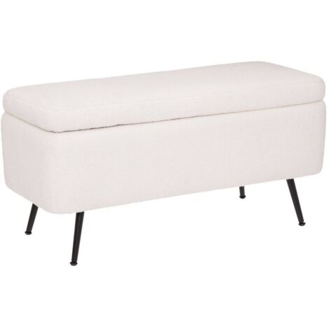 Sitzbank mit Stauraum, gepolstert mit Boucle-Optik, 100 x 40 x 48,5 cm