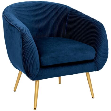 Blauer Sessel Solaro aus plissiertem Samt (1/5)