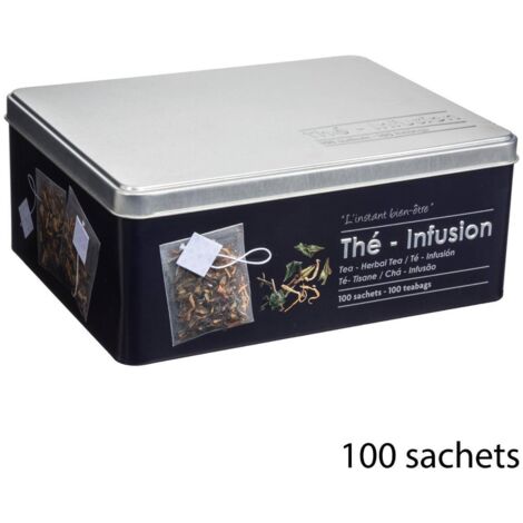 Teedose mit 100 teebeuteln aus metall black edition schwarz  - 5five
