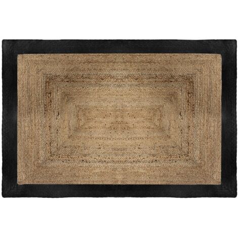 Teppich aus Jute, rechteckig, 120 x 170 cm, mit weißem Rahmen