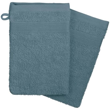 2er-Set Waschhandschuhe - Baumwolle 450 g/m² - sturmblau 15 × 21 cm