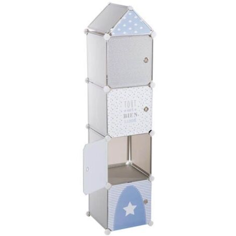 Kinder Aufbewahrungsboxen Colonne - grau und blau 34 × 139 cm