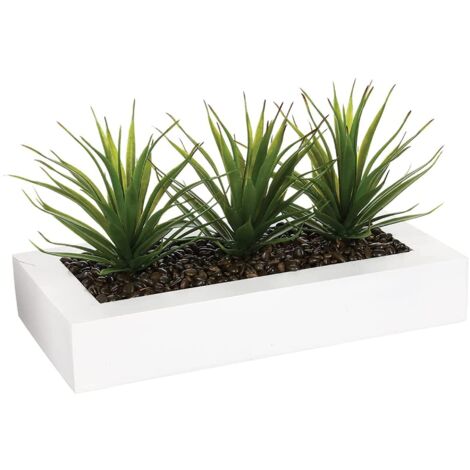 Blumentopf mit drei Sukkulenten ALOE VERA, Dekoration mit künstlichen Pflanzen, 31 cm, Atmosphera