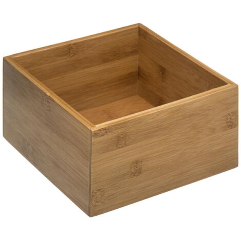 Aufbewahrungsbox, quadratisch, Bambus, 18 x 18 x 9,5 cm