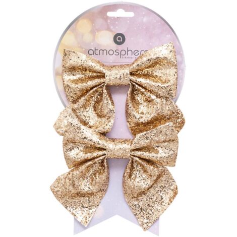 2er-Set Dekoschleifen mit Glitter 16x14cm gold - Atmosphera créateur d'intérieur