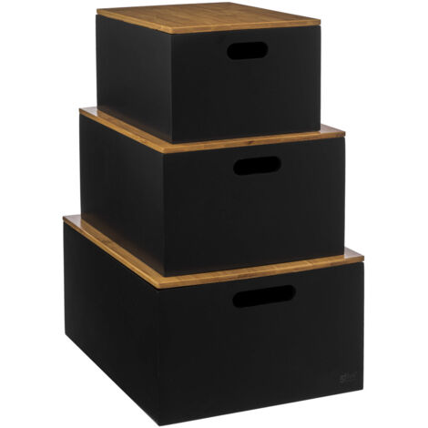 Aufbewahrungsboxen mit Bambusdeckeln BAVA, 3er-Set