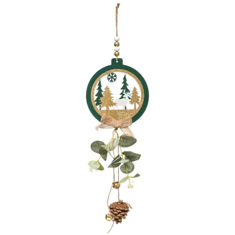 Weihnachten Thema lange hölzerne Blatt Apfelbaum 2 Sortiment - Grün