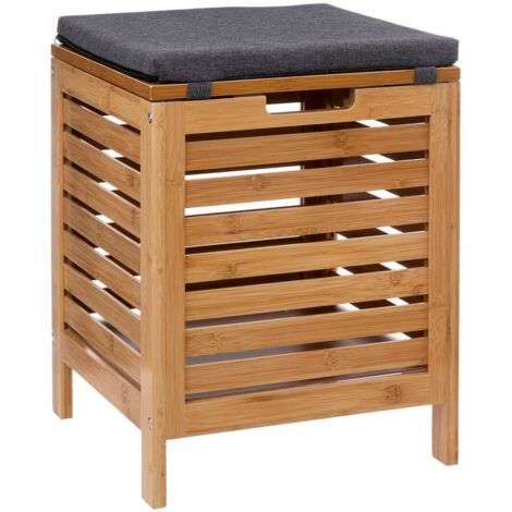 Badhocker BAMBOO mit Wäschekorb, 2in1