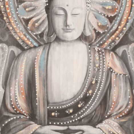 Bedruckte Leinwand Bouddha Holz und Metall - 58x78 cm - Atmosphera créateur d'intérieur