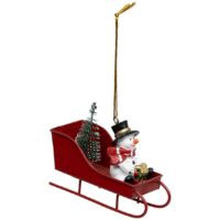 Kunstharz Weihnachtsmotiv Schneemann Schlitten L 9 cm - Feeric lights & christmas