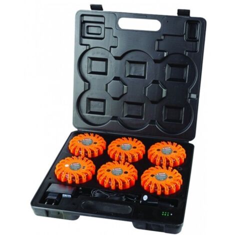 Taliaplast – Balises LED magnétiques rechargeables 6 pièces – Autonomie jusqu'à 21h – Visibilité 1 km – Fixation par aimants – 500205