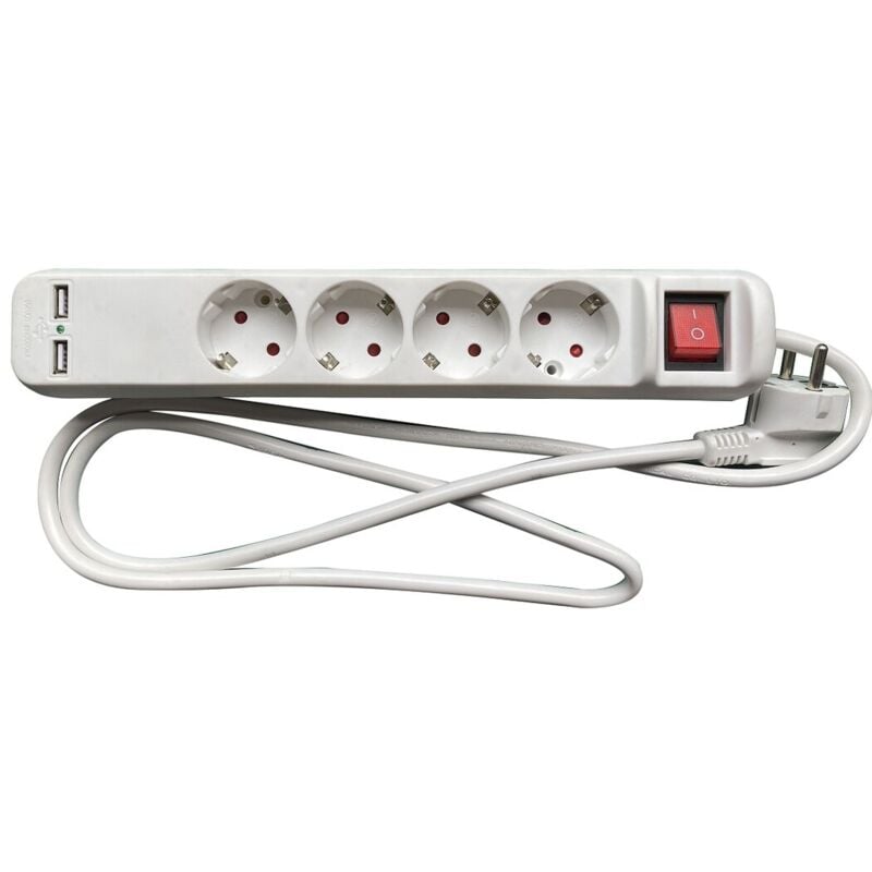 Aigostar Regleta alargador de 4 enchufes con cable de 5 metros e  interruptor de 3 USB : : Electrónica