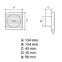 Extractor axial para baños y aseos ø98mm. 90 m³/h (Novovent BAA0100)