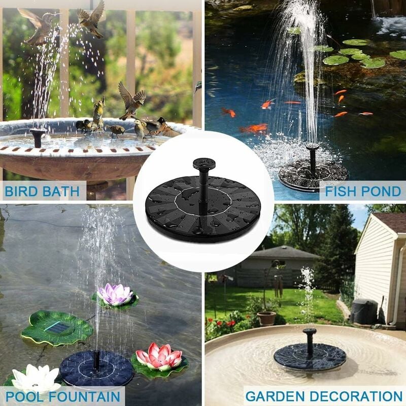 Solar Powered Floating Pump Water Fountain Birdbath Home Pool Garden Decor 1.4W. 