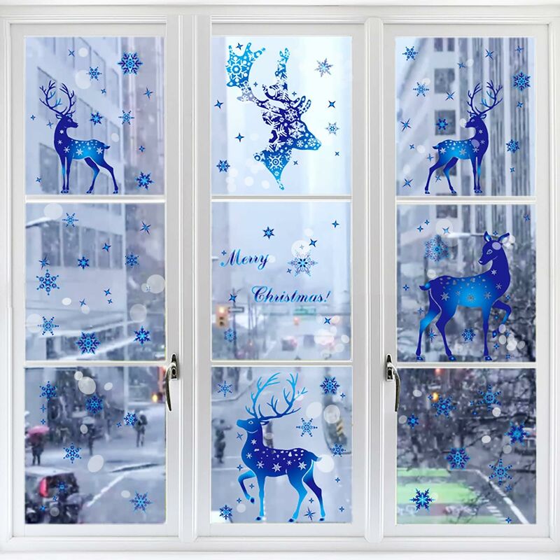 Family Wall Sticker CHRISTMAS Stickers Christmas Glass Stickers Window  Decoration Snowflake Stickers Window Stickers Double Sided Stickers for Kids  Room 