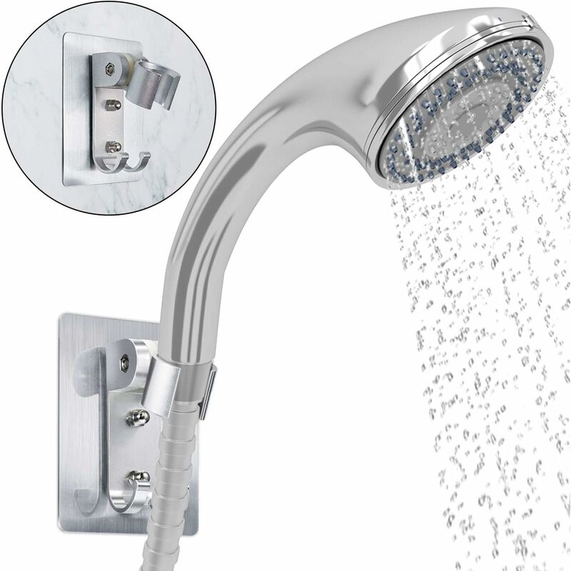 Handheld Shower Head Holder With 2 Hanger Hooks, Adjustable Shower Head  Bracket, Universal Shower Wand Holder Wall Mount Bracket