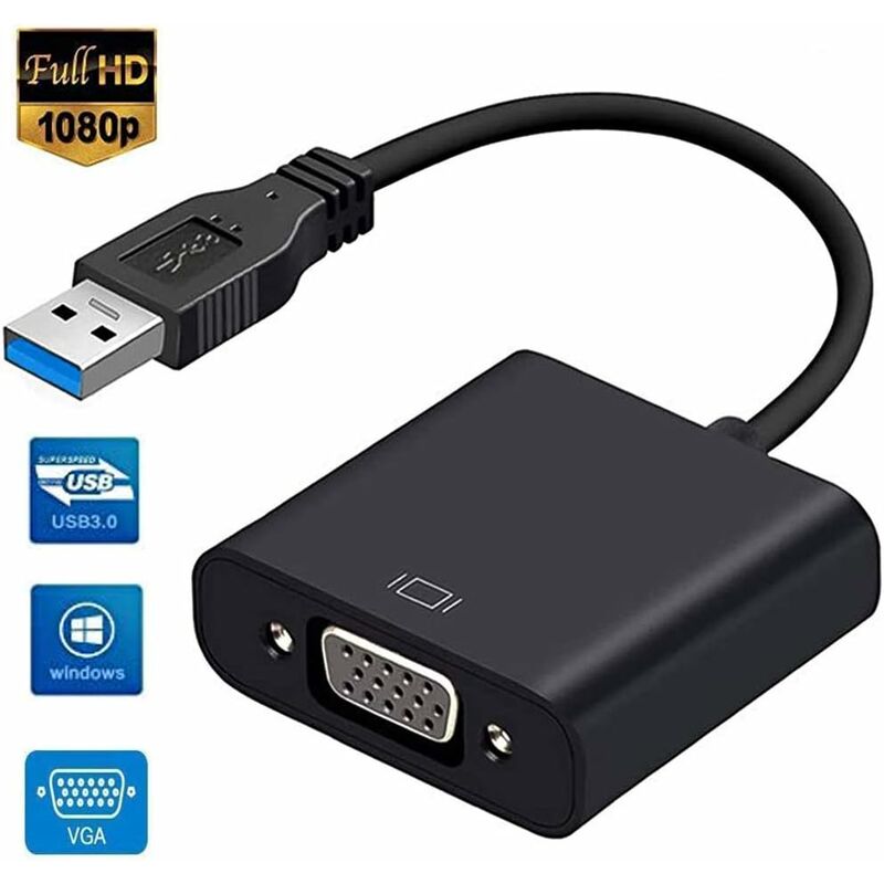 USB to VGA Adapter, USB 3.0 / 2.0 to VGA Video Adapter, USB to VGA 1080P  Video Adapter Converter, External Graphics Card for PC, Windows 10 / 8.1 /  8/7 / XP Laptop