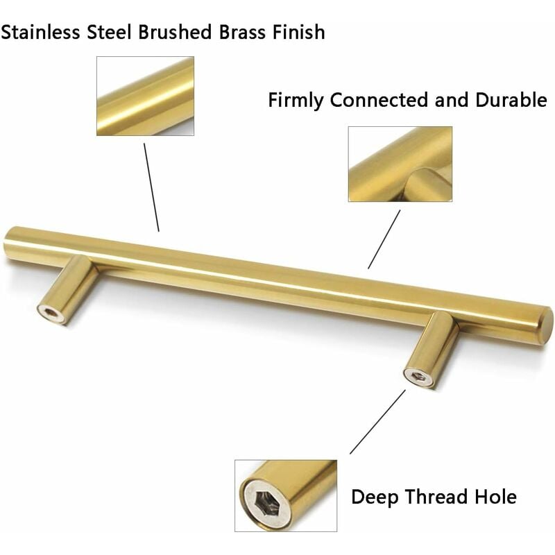 LangRay Cabinet Handle Brass - door bar T-shaped door knobs for