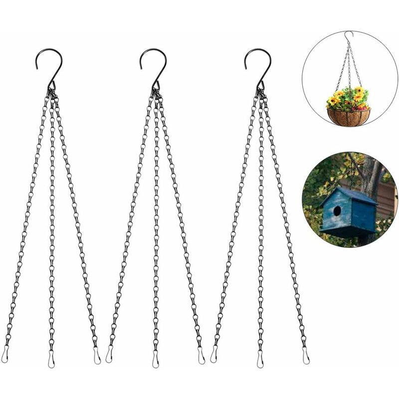 3 Sets of Hanging Basket Chain Metal Flower Pot Chain For Flower Basket, Planters, Bird Feeder, Bird Cage, Lanterns And Ornaments - Langray