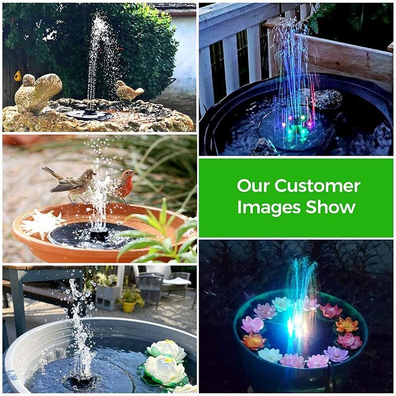 Langray Solar Fountain Floating Pump With Led 6 Fountains Water Style 4 In 1 Freestanding For Bird Pond Aquarium Garden Decoration 7v 3w Langray Solar Fountain Floating Pump, Battery Operated Outdoor Fountain Pump