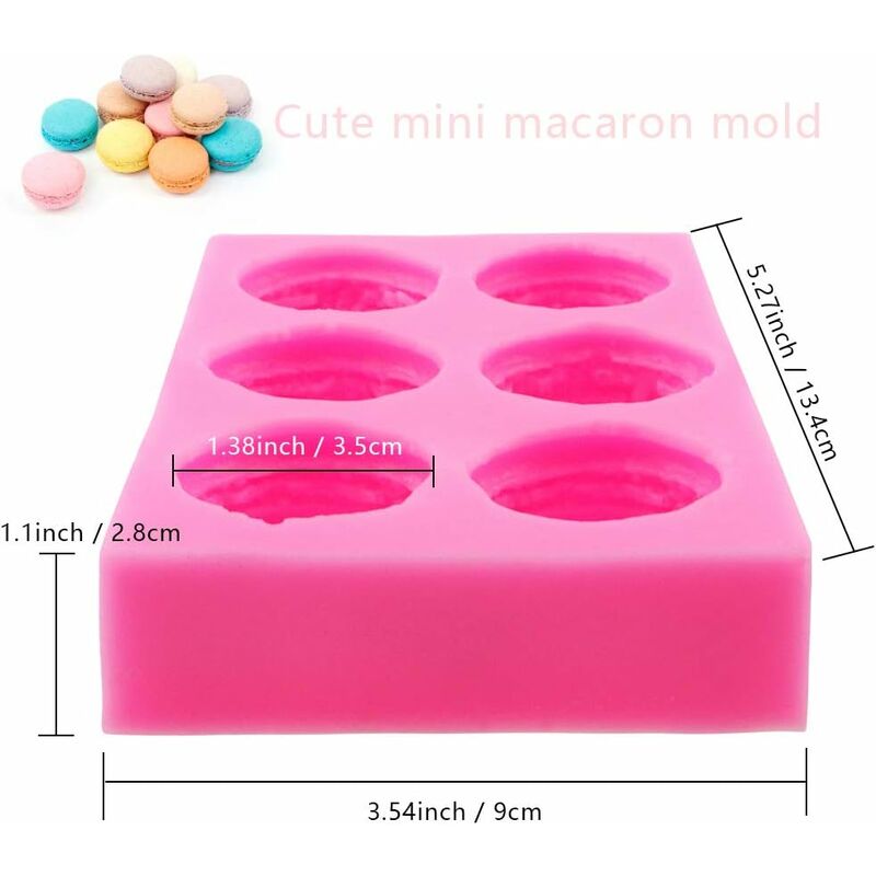 6-Cavity Macaroon Silicone Mold,Macarons Hamburger Mold,Food Grade Silicone  Mold for Chocolate,Icing, Cake Decoration, Polymer Clay, Soap Mold, Epoxy