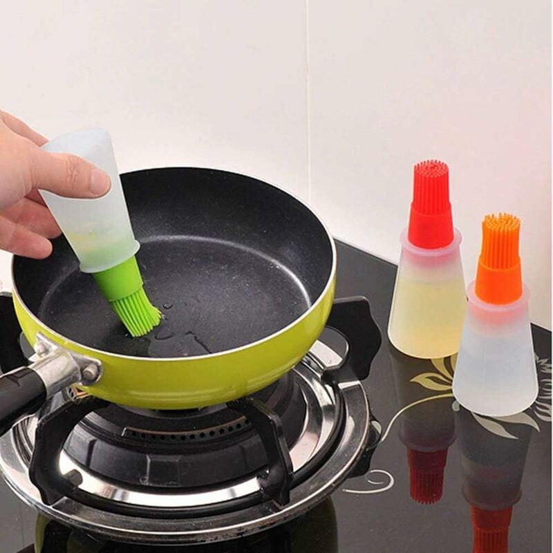 Kitchen Barbecue Silicone Meet Sauce Oil Painting Brush Purple 20.5cm Long