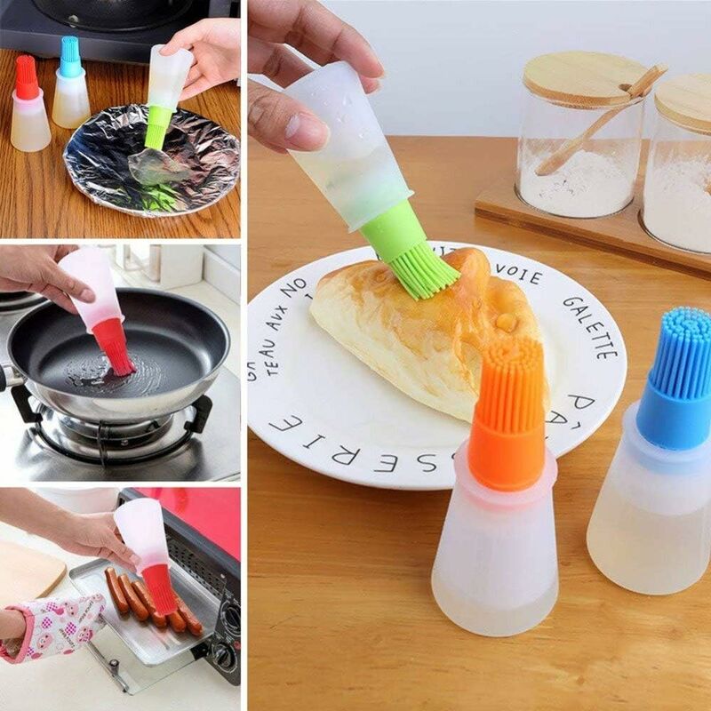 Kitchen Barbecue Silicone Meet Sauce Oil Painting Brush Purple 20.5cm Long