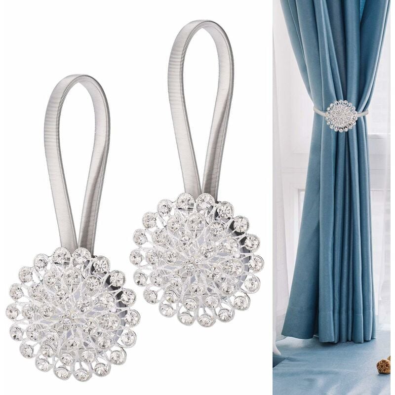  Magnetic Curtain Clip, Magnetic Curtain Tieback, Curtain  Magnetic Tieback Flower Curtain Clips Buckle Crystal Curtain Fastening  Buckle Fashionable Tie Belt Home Accessories (Light Blue+ Golden) : Home &  Kitchen