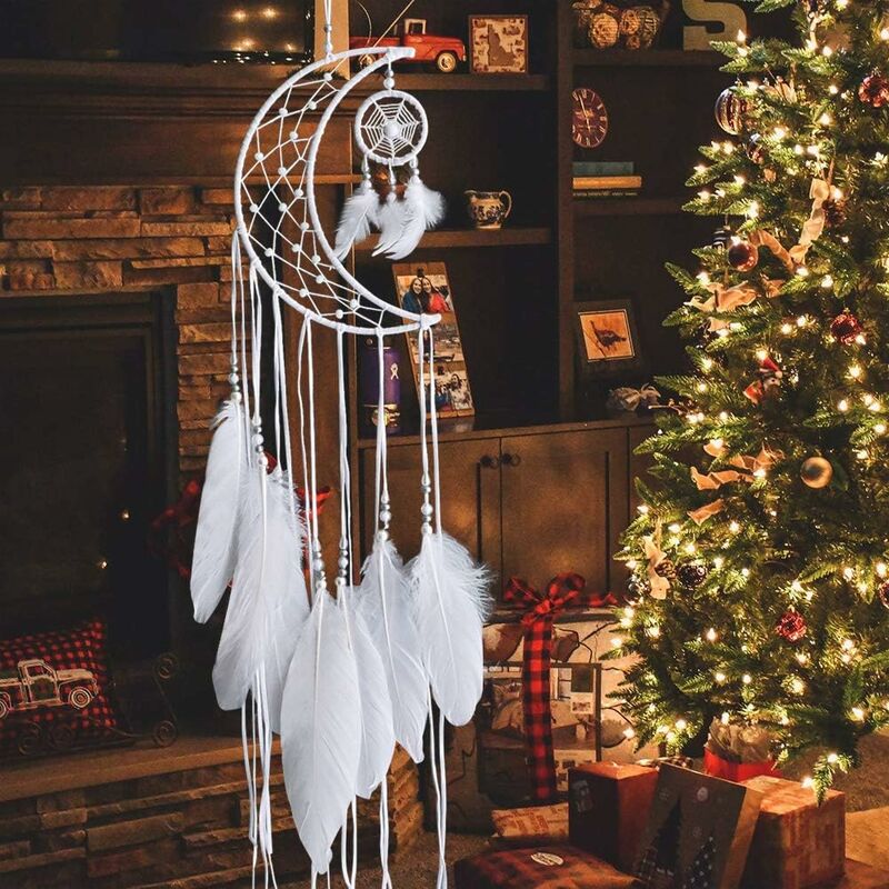 White Feather Dream Catcher - 20x20cm