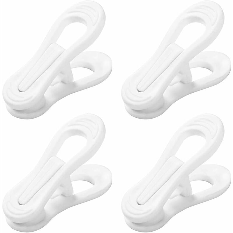 24 Pcs MultiPurpose Plastic Clips for Hangers, White Plastic Clips for