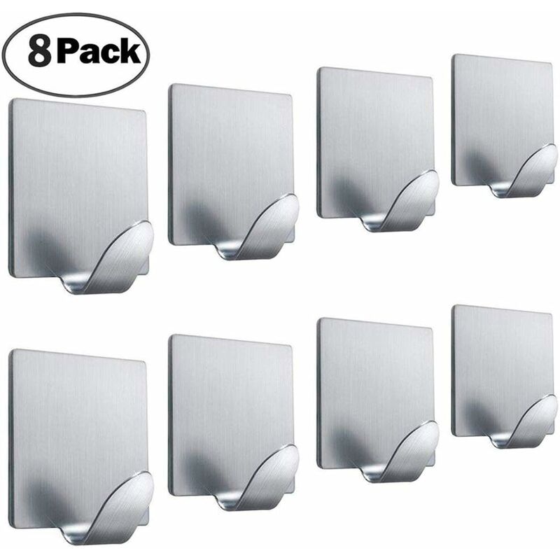 Adhesive Hooks Heavy Duty Stick on Wall Door Cabinet Stainless
