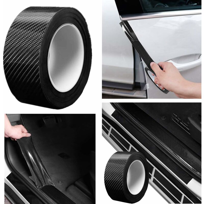 Wefond Universal Carbon Fibre Car Door Sill Guards Protector Self-Adhesive Flexible Car Sticker Protector for Car SUV Truck Door Entry Guards 2* 98.4 inches 5*250cm W*L 