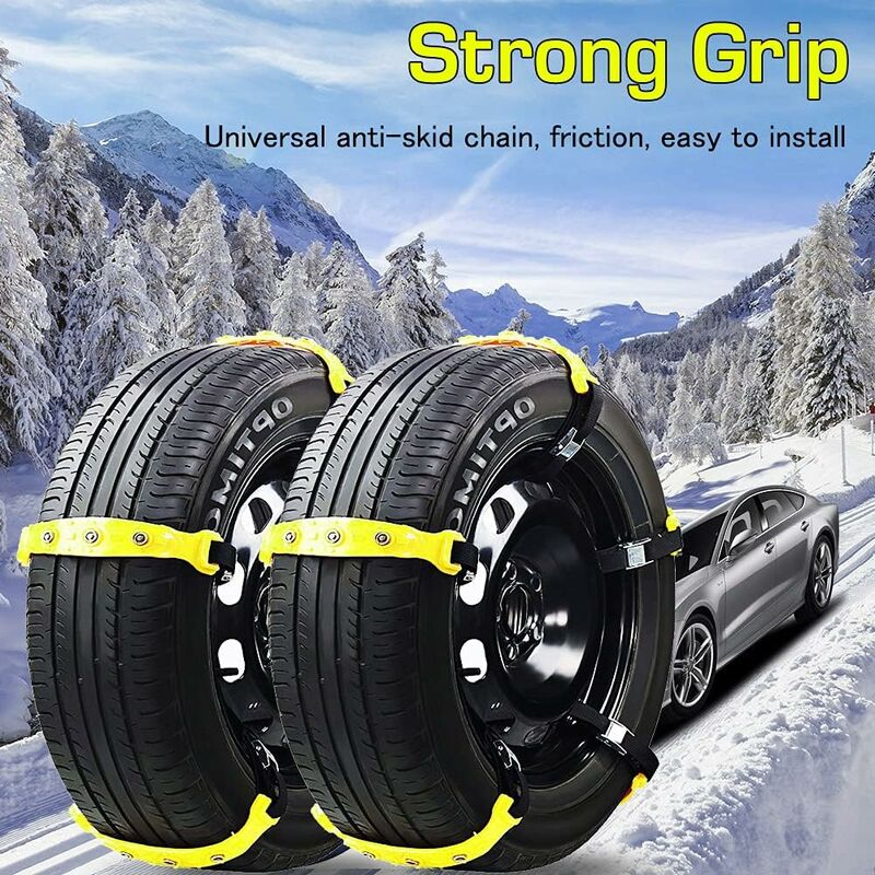 Set of 10 Snow Chains for Car,Universal Adjustable Emergency Traction Snow  Mud Security Tire Chains for Cars