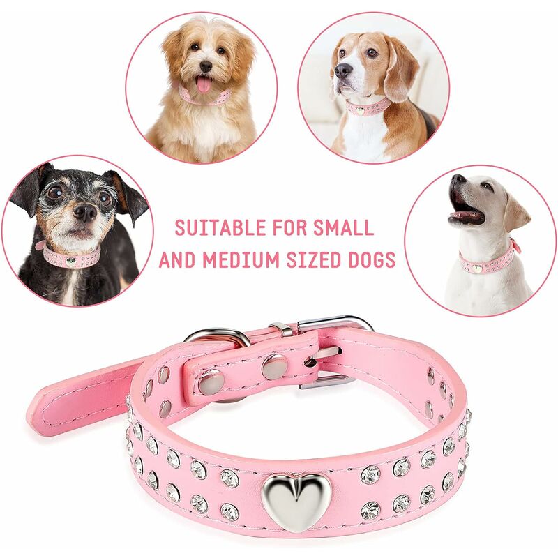 5 Rows Rhinestone Dog Collars Crystal Diamond Dog Leather Collar Large Dogs