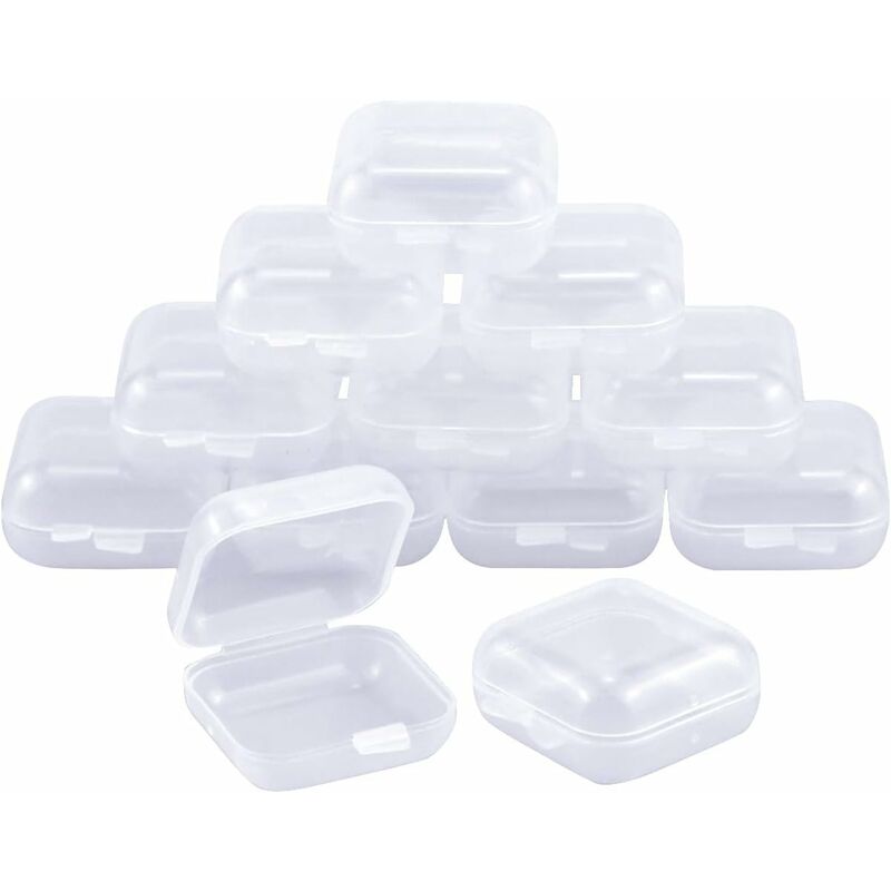 12pcs Transparent Small Plastic Storage Boxes, Rectangle Storage Case, Bead  Storage Containers With Hinged Lids For Storing Small Items, Crafts, Jewel