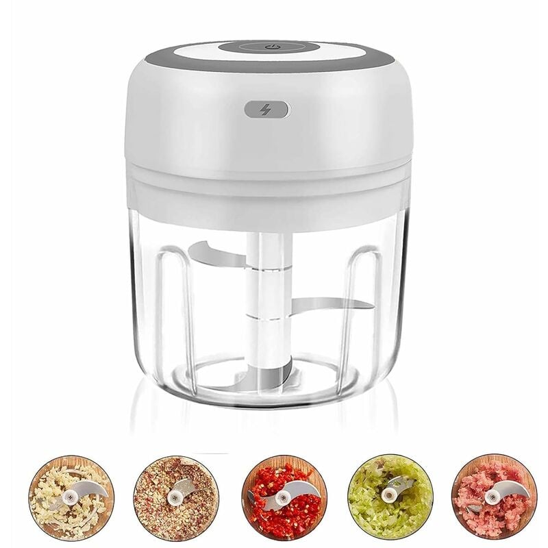 250ML Mini Electric Garlic Chopper Powerful Food Blender Pepper Chopper  8.5OZ