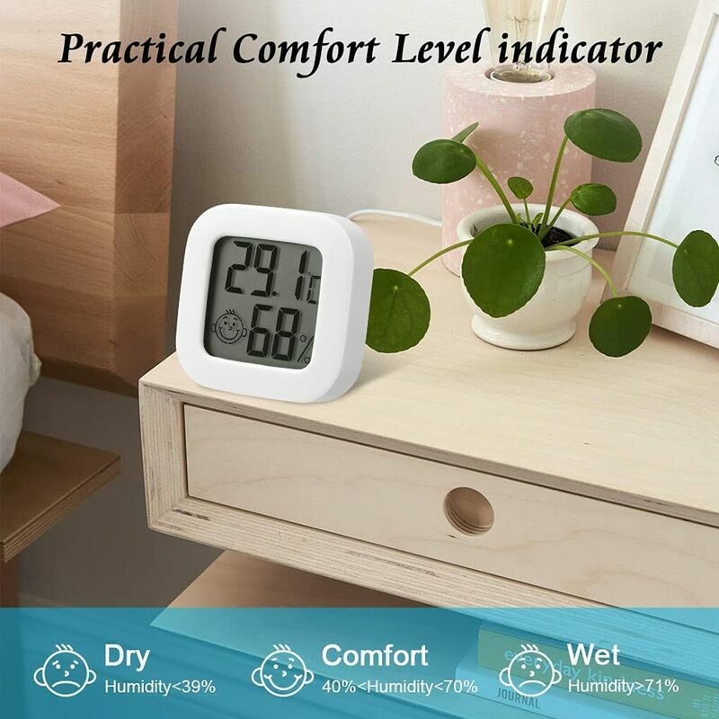 4pcs Mini Hygrometer Thermometer Digital LCD Monitor Indoor/Outdoor  Humidity Meter Gauge Temperature for Humidifiers Dehumidifiers Greenhouse  Reptile