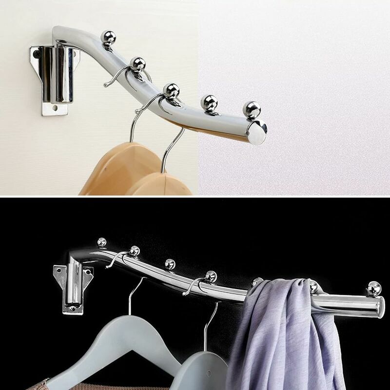 Wall Mounted Foldable Clothes Hanger, Foldable Wall Mounted Clothes Rack,  Foldable Stainless Steel Clothes Rack Hook Hanger with Swing Arm Holder  Wall Hanger for Bathroom Bedroom Laundry, 1 Piece 28cm