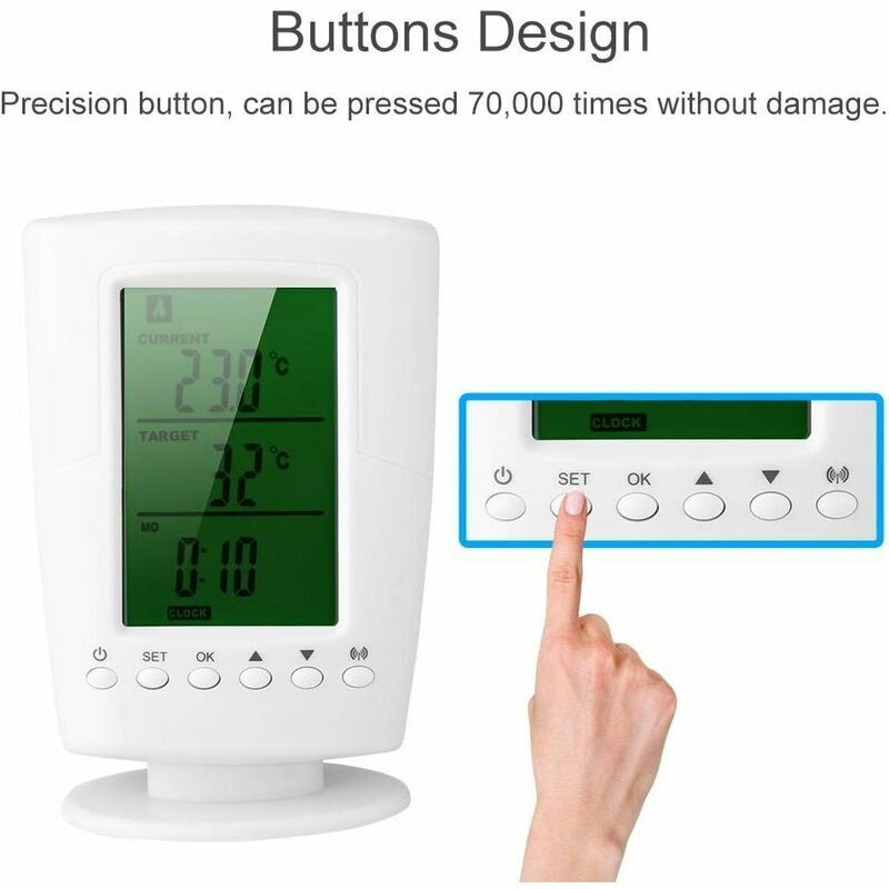110-240V Wireless Thermostat Socket, Wireless Smart Programmable Room  Thermostat with Temperature and Time Display Suitable for Radiator, Air  Conditioner Electrical Appliances(EU)