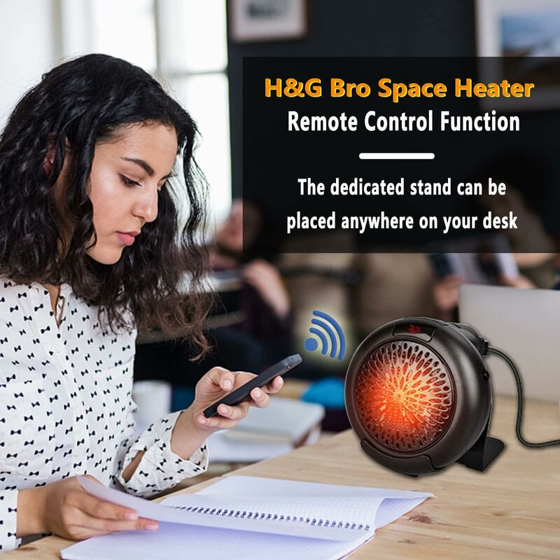 900 W wall heater, small space heater with thermostat, LED screen and  timer, portable ceramic electric space heater mini office heater for  office, home and interior,White