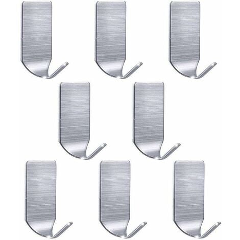 Self Adhesive Hooks Stick on Hooks Strong Sticky Hooks Wall Hangers  Stainless Steel Waterproof Hooks For Hanging Kitchen Bathroom Office Closet  Home (Pack of 8)