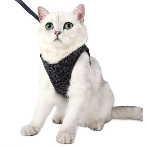 LangRay Cat Harness - Ultralight Cat Harness and Leash Set Leak Proof Adjustable Kitten Harness for Puppy Rabbit Ferret (Gri, M)