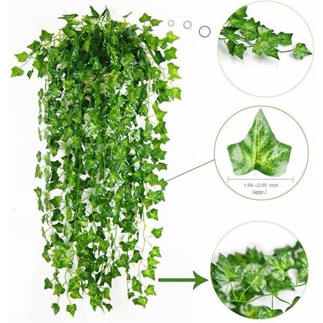 12 Pcs Fake Ivy Fake Vines, Silk Ivy Wreath Green Faux Green Hanging Plant  Vines For Wedding Wall, Party Room, Home Kitchen