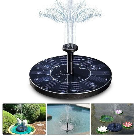 LangRay Solar Fountain Pump, Solar Water Pump, 1.4W Solar Water Pump + 4 Nozzles, Mini Floating Fountain for Decorative Garden Pond Fountains (No Battery and Electricity Required)