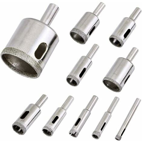 Glass and Tile Drill Bit Set Round Shank Drilling Bathroom Tiles Tools 12mm 10 Pcs Ceramic Marble Tile Glass Drill Bit 
