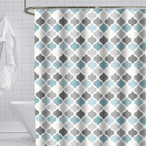 Shower Curtain Waterproof Mould Proof & Mildew Resistant Geometric Printed Pattern Bathroom Curtains with 12 Hooks,180x180H CM(72x72Inch)