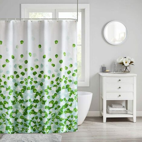 Shower Curtains Waterproof Soft Shower Curtain with hooks for Bathroom Anti-mildew Washable Polyester Fabric Bath Curtain 180x180 H CM Green